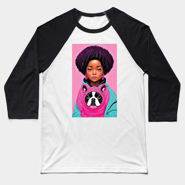 Amara with French Bully Hoody Baseball T-Shirt by joejdiaz